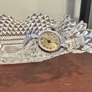 Timex Silver-Tone Oval Ladies Watch with Cream Dial